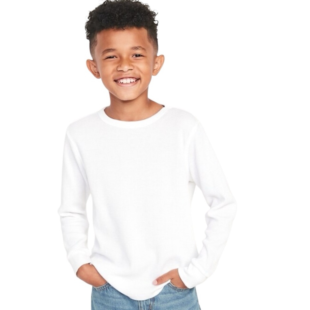 Boys white thermal long sleeve top size 8 NWT - Picture 1 of 3
